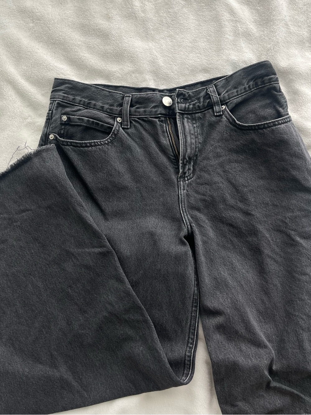 Garage Low Rise Baggy Raw Hem Jeans
